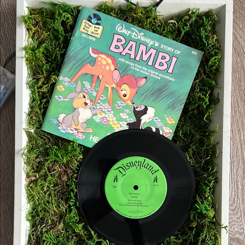 VINTAGE Disney the story of BAMBI book & record set. See Hear Read-along 1970’s